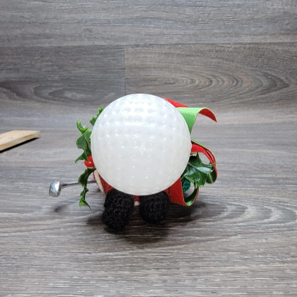 Christmas‎ Golf Ball Santa Ornament Crochet Golfing Theme Hanging vintage
